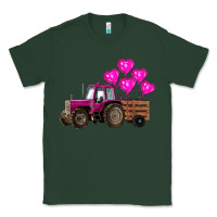 Valentines Day Pink Tractor With Pink Heart Balloo Classic Tee | Teevron