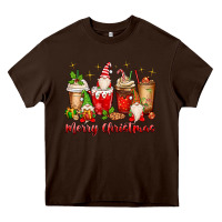 Chocolate Brown merry christmas gnomes coffee cups Heavy Core Tee - MaliasSmallBusiness