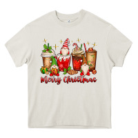 Cream merry christmas gnomes coffee cups Heavy Core Tee - MaliasSmallBusiness