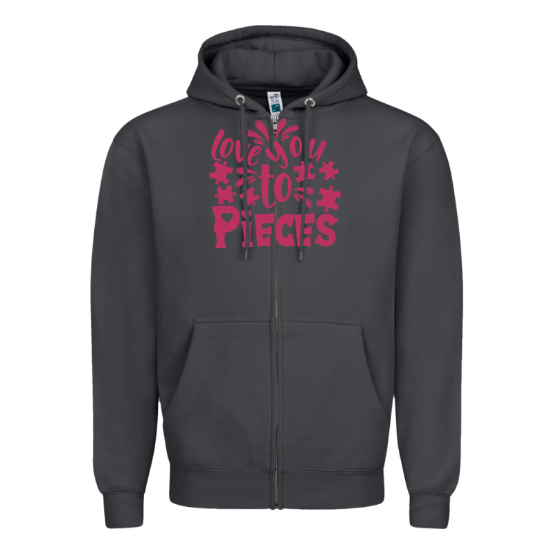 Love You To Pieces Zipper Hoodie by CowhideDigitalArt | Teevron