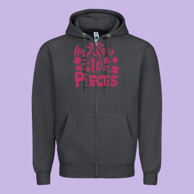 Love You To Pieces Zipper Hoodie Designed By Cowhidedigitalart