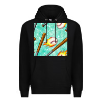 Black baseball bat with thunders seamless pattern Premium Hoodie - BundleAndBundleShop