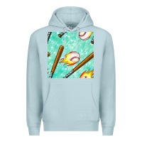 Blue Mist baseball bat with thunders seamless pattern Premium Hoodie - BundleAndBundleShop