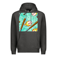 Charcoal Heather baseball bat with thunders seamless pattern Premium Hoodie - BundleAndBundleShop