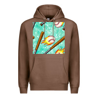 Chestnut baseball bat with thunders seamless pattern Premium Hoodie - BundleAndBundleShop