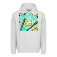 Dove Grey baseball bat with thunders seamless pattern Premium Hoodie - BundleAndBundleShop
