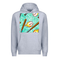 Heather Grey baseball bat with thunders seamless pattern Premium Hoodie - BundleAndBundleShop