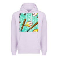 Lilac baseball bat with thunders seamless pattern Premium Hoodie - BundleAndBundleShop