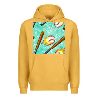 Mustard baseball bat with thunders seamless pattern Premium Hoodie - BundleAndBundleShop