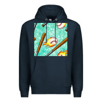 Navy baseball bat with thunders seamless pattern Premium Hoodie - BundleAndBundleShop