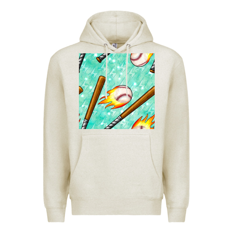 Baseball Bat With Thunders Seamless Pattern Premium Hoodie by BundleAndBundleShop | Teevron