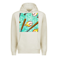 Oatmeal Heather baseball bat with thunders seamless pattern Premium Hoodie - BundleAndBundleShop