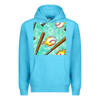 Ocean Blue baseball bat with thunders seamless pattern Premium Hoodie - BundleAndBundleShop