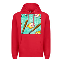 Red baseball bat with thunders seamless pattern Premium Hoodie - BundleAndBundleShop