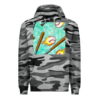 Slate Camo baseball bat with thunders seamless pattern Premium Hoodie - BundleAndBundleShop