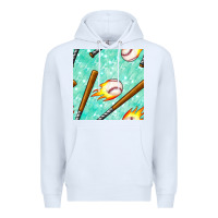 White baseball bat with thunders seamless pattern Premium Hoodie - BundleAndBundleShop