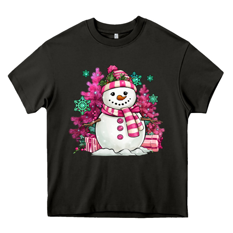 Pink Christmas Snowman Heavy Core Tee by MaliasSmallBusiness | Teevron