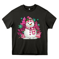Asphalt pink christmas snowman Heavy Core Tee - MaliasSmallBusiness