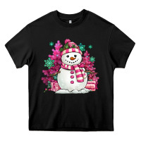 Black pink christmas snowman Heavy Core Tee - MaliasSmallBusiness