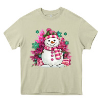 Mossy pink christmas snowman Heavy Core Tee - MaliasSmallBusiness
