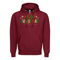 Burgundy festive merry christmas greeting Zipper Hoodie - CowhideDigitalArt