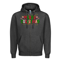 Charcoal Heather festive merry christmas greeting Zipper Hoodie - CowhideDigitalArt