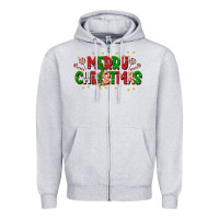Heather Grey festive merry christmas greeting Zipper Hoodie - CowhideDigitalArt