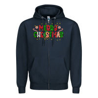Navy festive merry christmas greeting Zipper Hoodie - CowhideDigitalArt