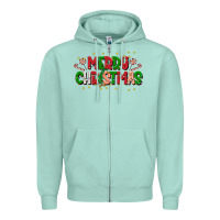 Seafoam festive merry christmas greeting Zipper Hoodie - CowhideDigitalArt