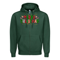 Sports Green festive merry christmas greeting Zipper Hoodie - CowhideDigitalArt