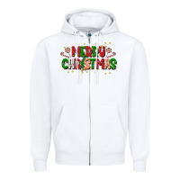 White festive merry christmas greeting Zipper Hoodie - CowhideDigitalArt