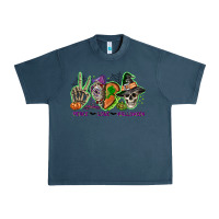 Midnight Navy Peace love Halloween Urban Heavy Tee - NancyCooperArtShop