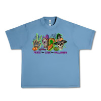 Pebble Blue Peace love Halloween Urban Heavy Tee - NancyCooperArtShop