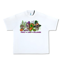 White Peace love Halloween Urban Heavy Tee - NancyCooperArtShop