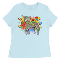 Baby Blue autism unicorn Ladies Tee - LillyAllenDesigns