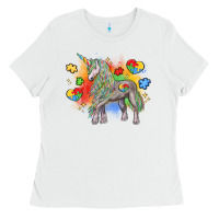White autism unicorn Ladies Tee - LillyAllenDesigns