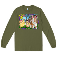 Army Green easter farm chicks and bunny Long Sleeve Tee - RanaPortraitStore