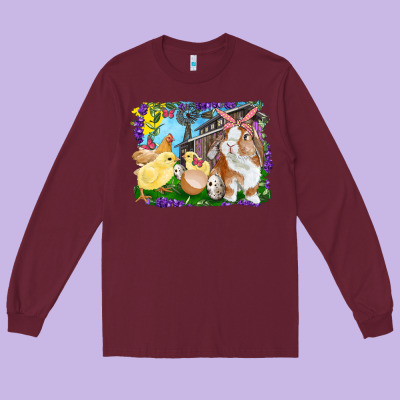 Easter Farm Chicks And Bunny Long Sleeve Tee Designed By Ranaportraitstore