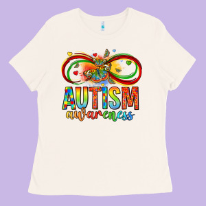 Autism Awareness Butterfly Infinity Symbol Ladies Tee Designed By Lillyallendesigns