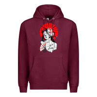 Burgundy japanese geisha samurai fox mask red sun Premium Hoodie - tuanDangUi