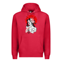 Cardinal japanese geisha samurai fox mask red sun Premium Hoodie - tuanDangUi