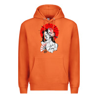 Carrot japanese geisha samurai fox mask red sun Premium Hoodie - tuanDangUi