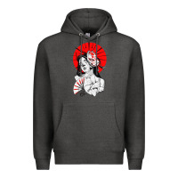 Charcoal Heather japanese geisha samurai fox mask red sun Premium Hoodie - tuanDangUi