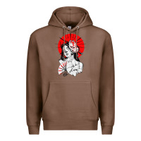 Chestnut japanese geisha samurai fox mask red sun Premium Hoodie - tuanDangUi