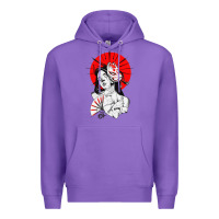 Purple japanese geisha samurai fox mask red sun Premium Hoodie - tuanDangUi
