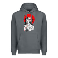 Rock japanese geisha samurai fox mask red sun Premium Hoodie - tuanDangUi