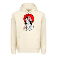 Sandshell japanese geisha samurai fox mask red sun Premium Hoodie - tuanDangUi