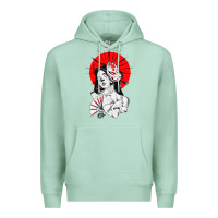 Seafoam japanese geisha samurai fox mask red sun Premium Hoodie - tuanDangUi