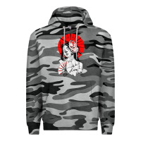 Slate Camo japanese geisha samurai fox mask red sun Premium Hoodie - tuanDangUi