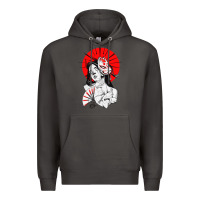 Smoke japanese geisha samurai fox mask red sun Premium Hoodie - tuanDangUi